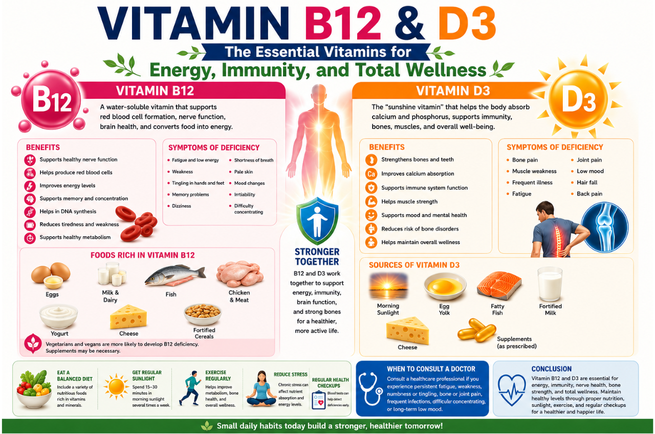 Vitamin B12 and D3: The Essential Vitamins for Energy, Immunity, and Total Wellness