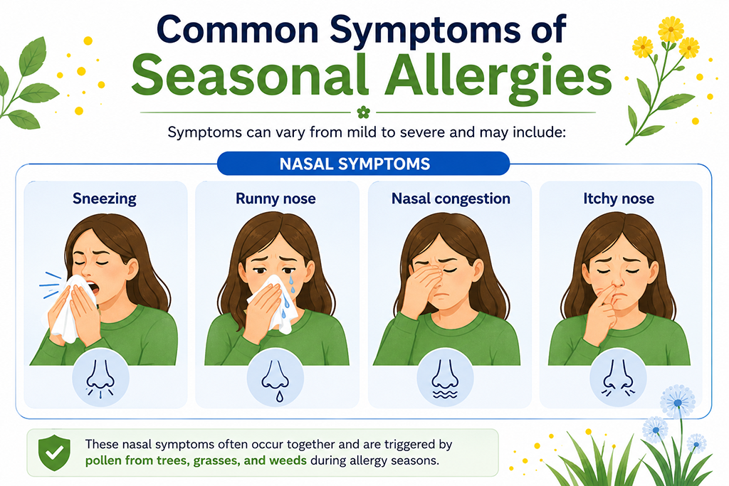 Common symptoms of seasonal allergies