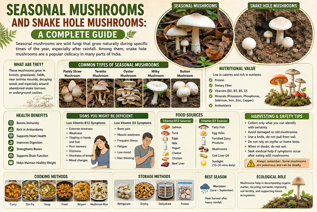 Seasonal Mushrooms and Snake Hole Mushrooms