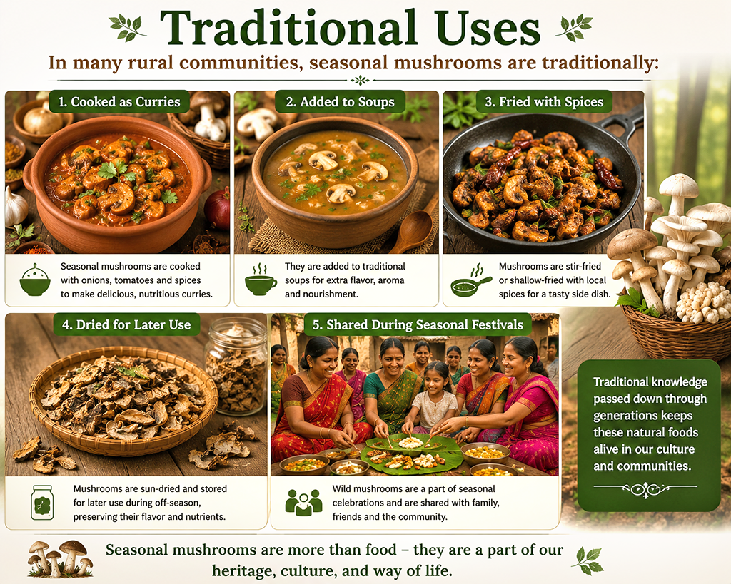 Traditional uses fo seasonal mushrooms