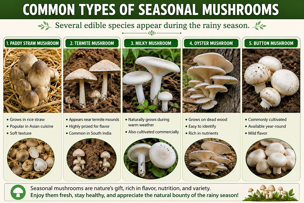 Common Types of Seasonal Mushrooms