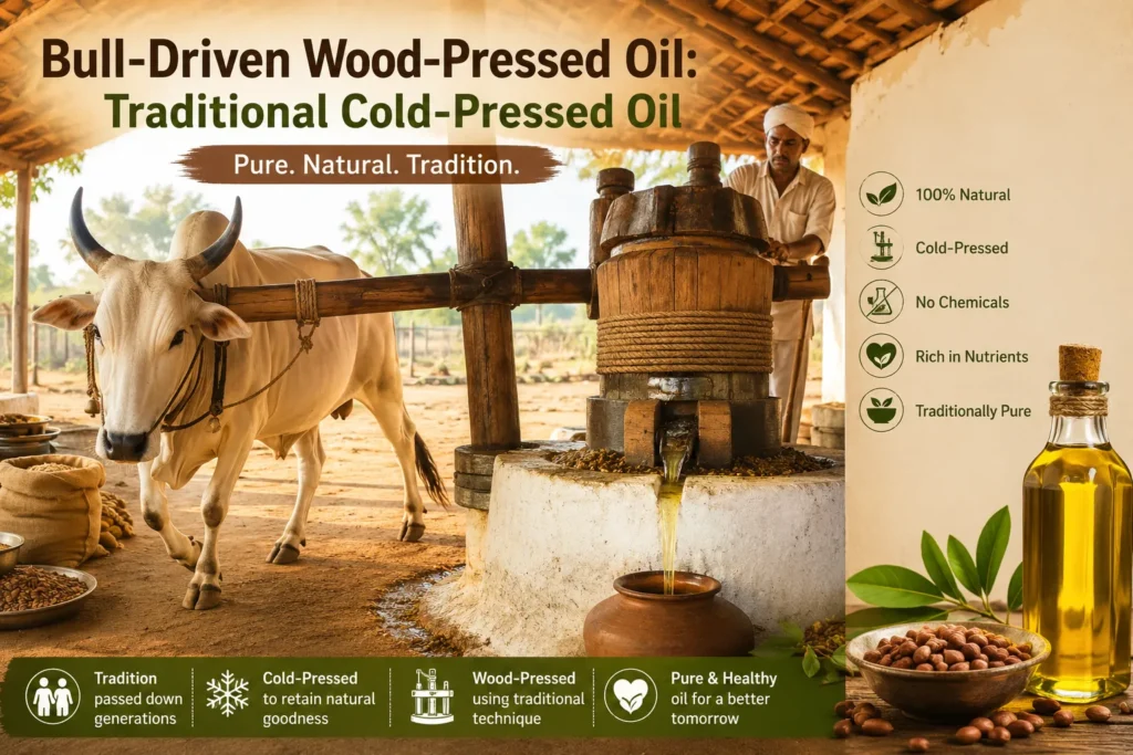 Bull-Driven Wood-Pressed Oil Traditional Cold-Pressed Oil