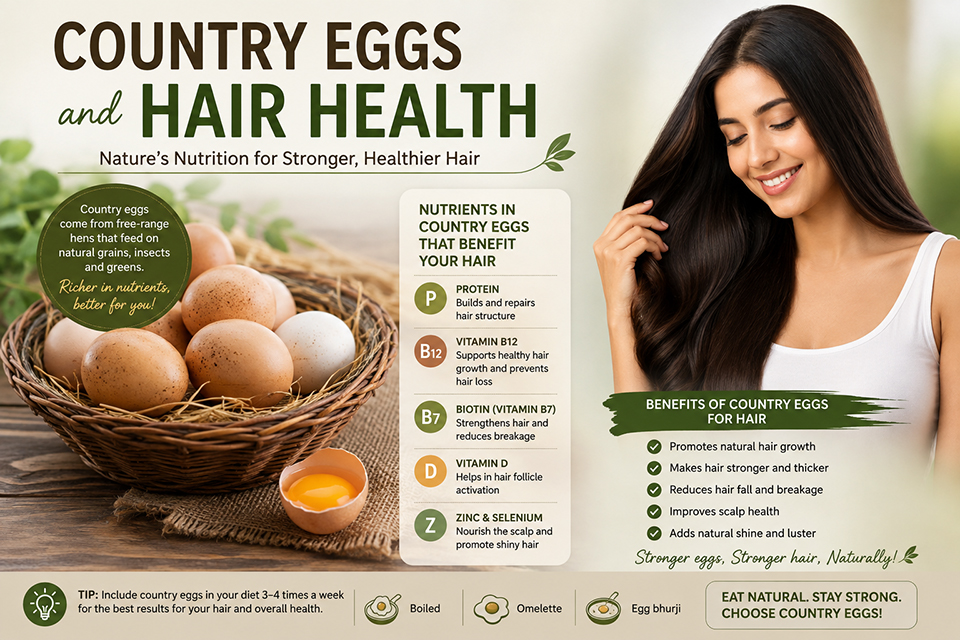 Country eggs and hair health