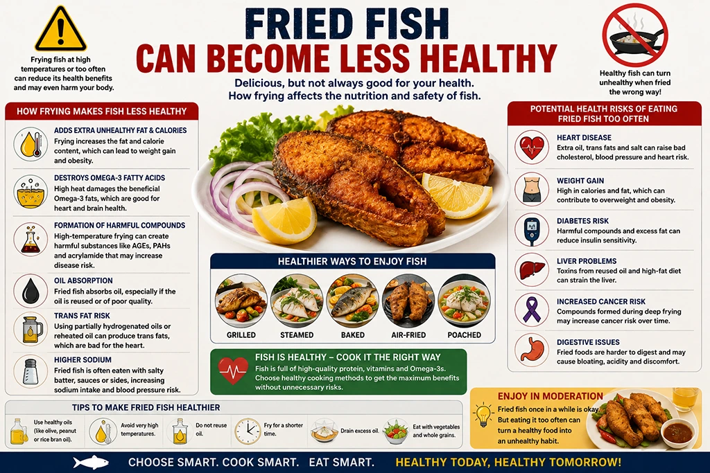Fried fish can become less healthy