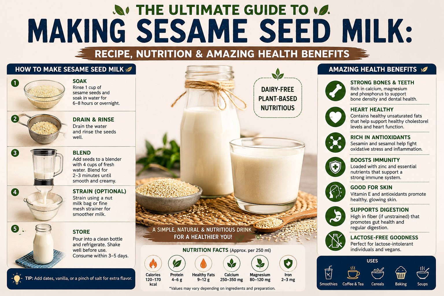 The Ultimate Guide to Making Sesame Seed Milk: Recipe, Nutrition & Amazing Health Benefits